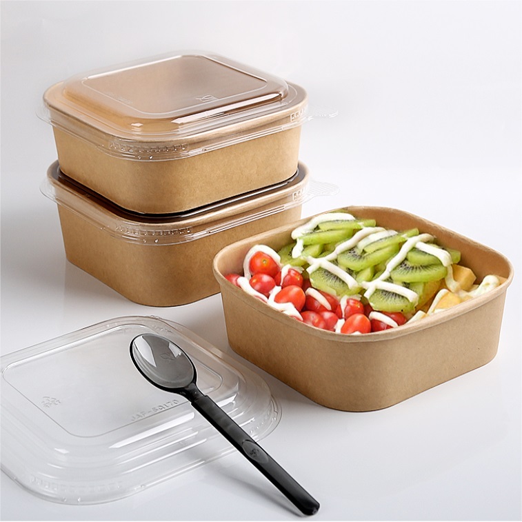 PLA Lined Salad Containers square bowl supplier -WELLERpack