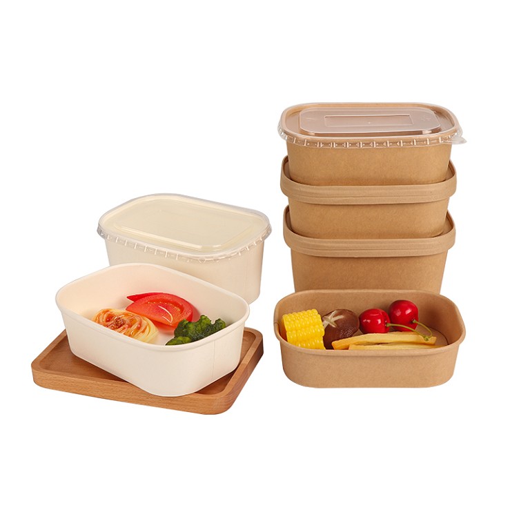 Degradable Deli 1000ml Rectangle Paper Bowls take away paper container -WELLERpack