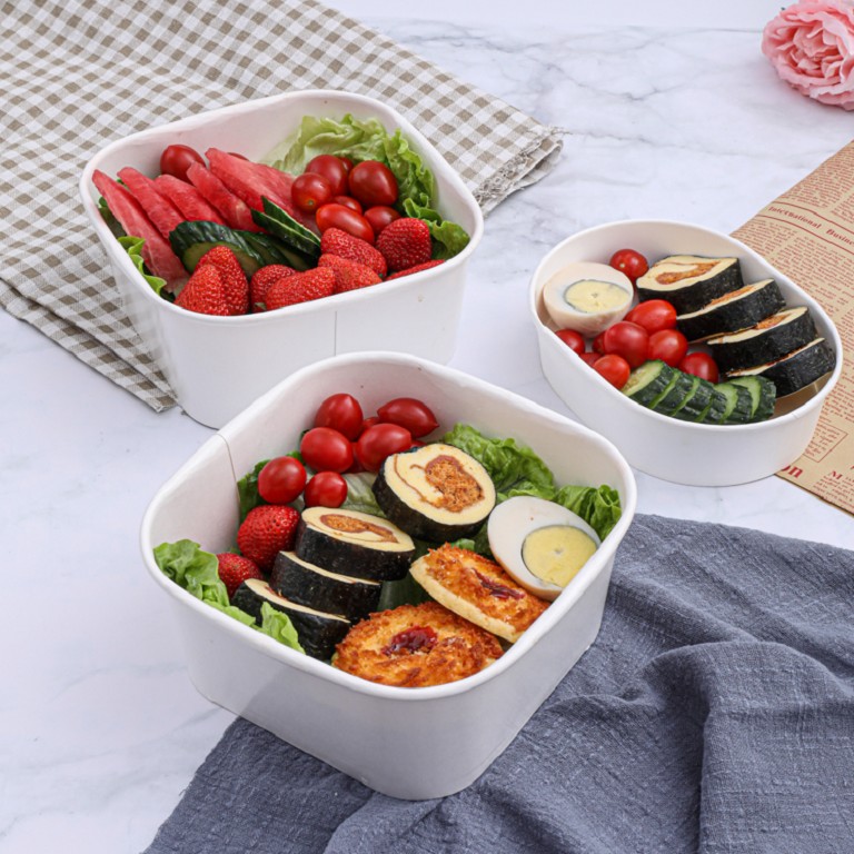 1400ml Kraft Square Deli Bowl PE Lined