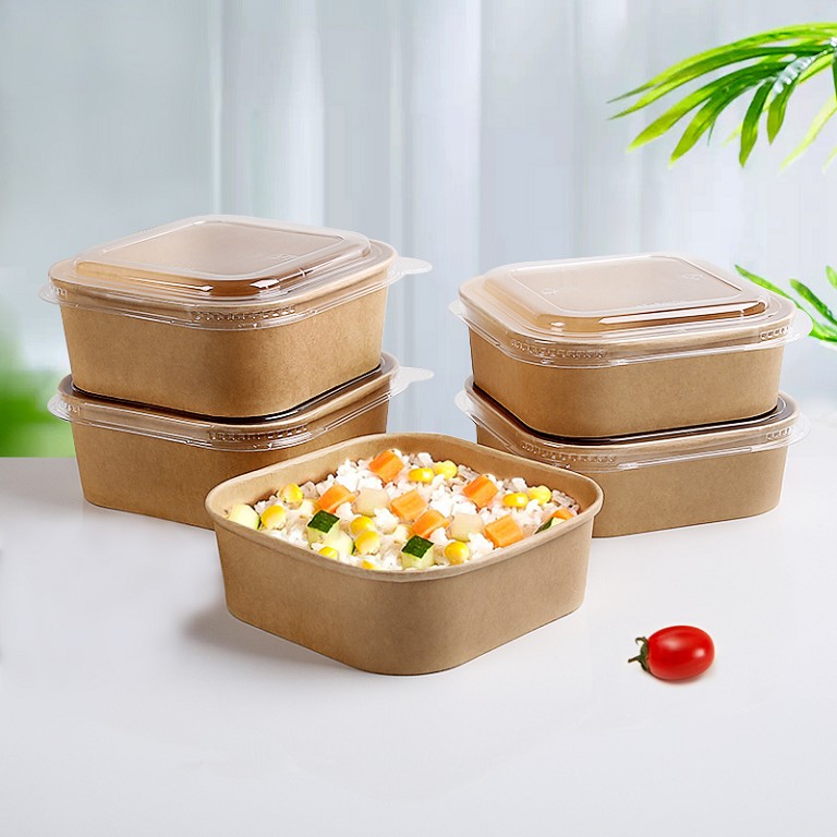 1200ml Eco Square Kraft Paper Bowl PE Lined