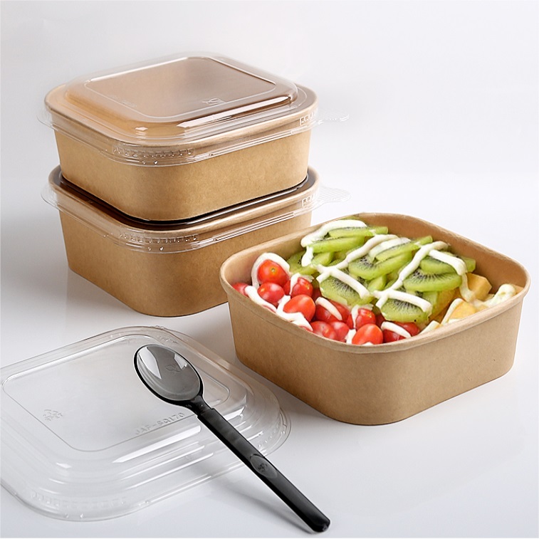 1000ml Kraft Square Deli Bowl PE Lined -WELLERpack