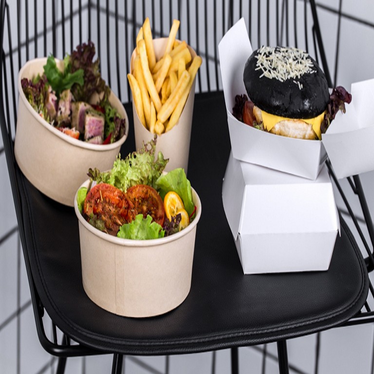Single-use Eco bamboo and kraft paper food packaging